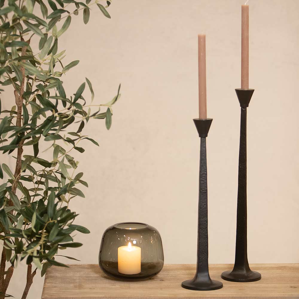 Rustic Black Candle Holder