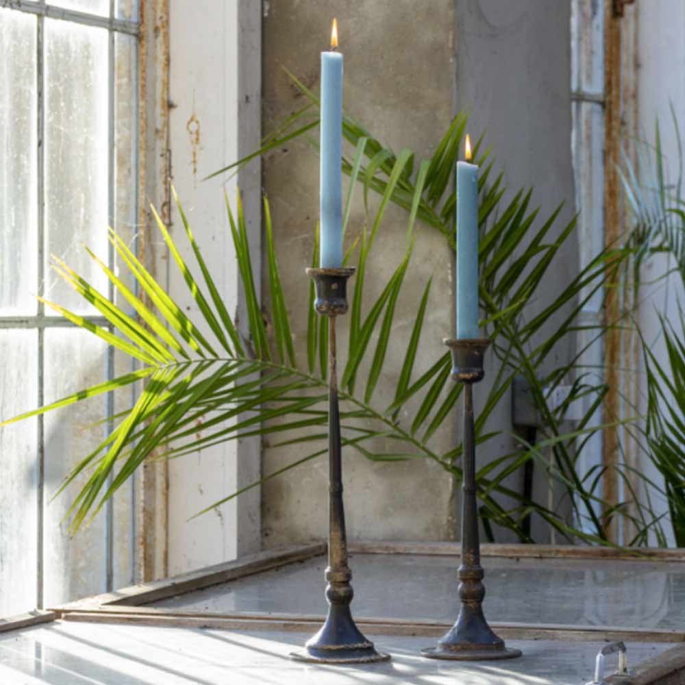 Rustic Black Metal Candlesticks