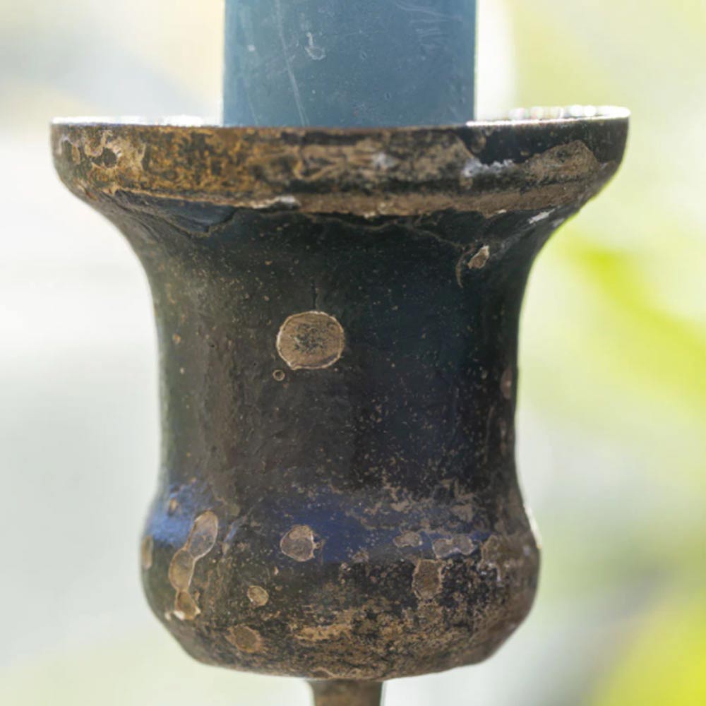 Rustic Black Metal Candlesticks