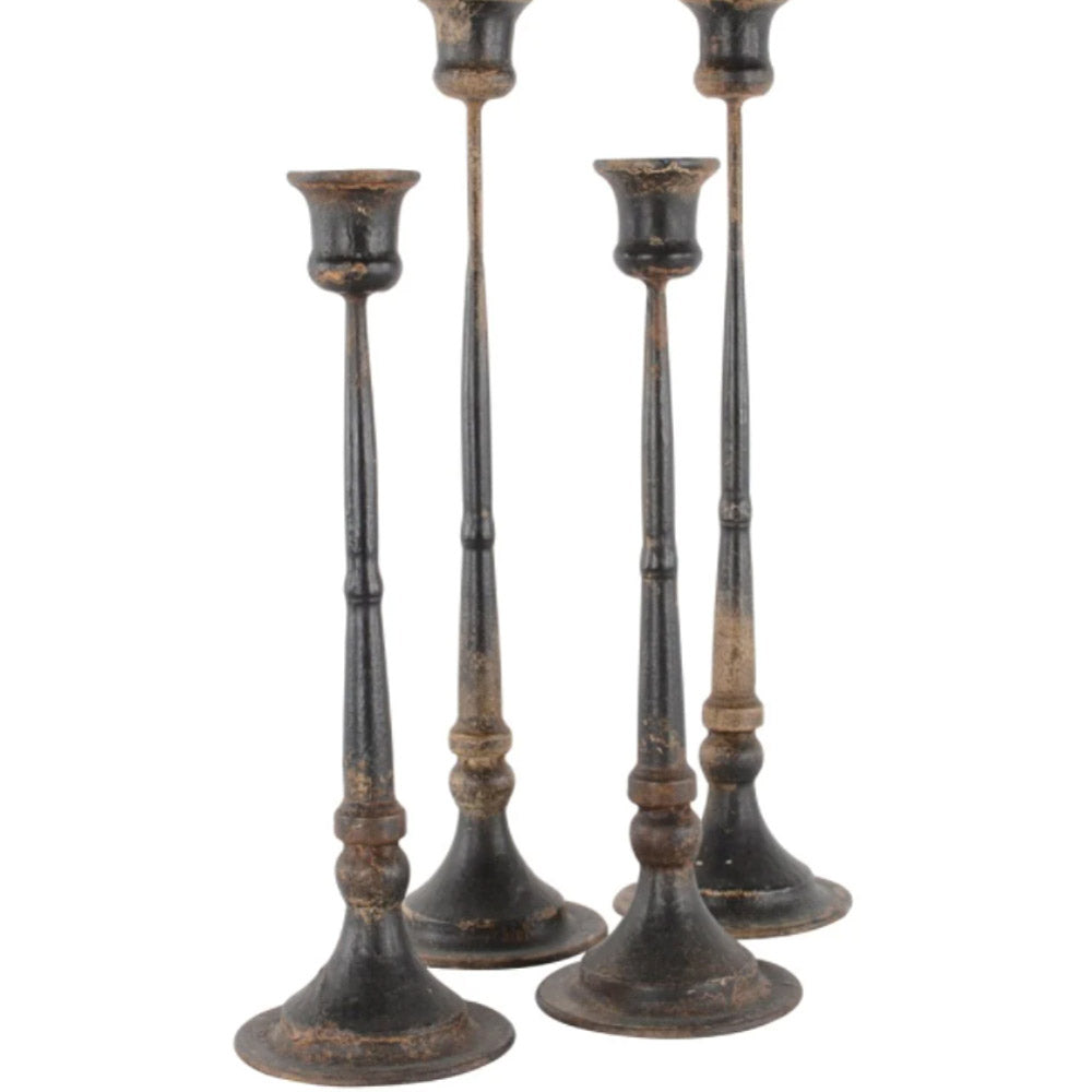 Rustic Black Metal Candlesticks
