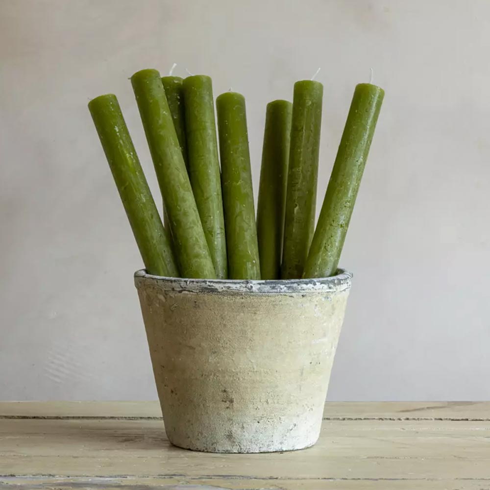 Rustic Dinner Candle - Fern Green