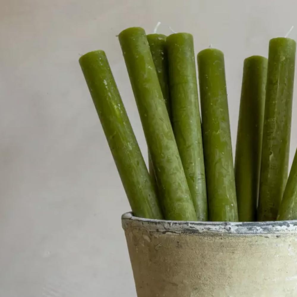 Rustic Dinner Candle - Fern Green