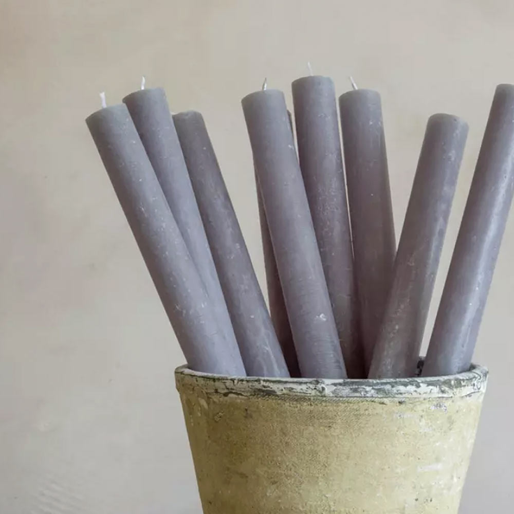 Rustic Dinner Candle - Light Grey