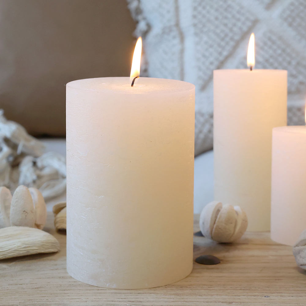 Rustic Pillar Candle  - Cream