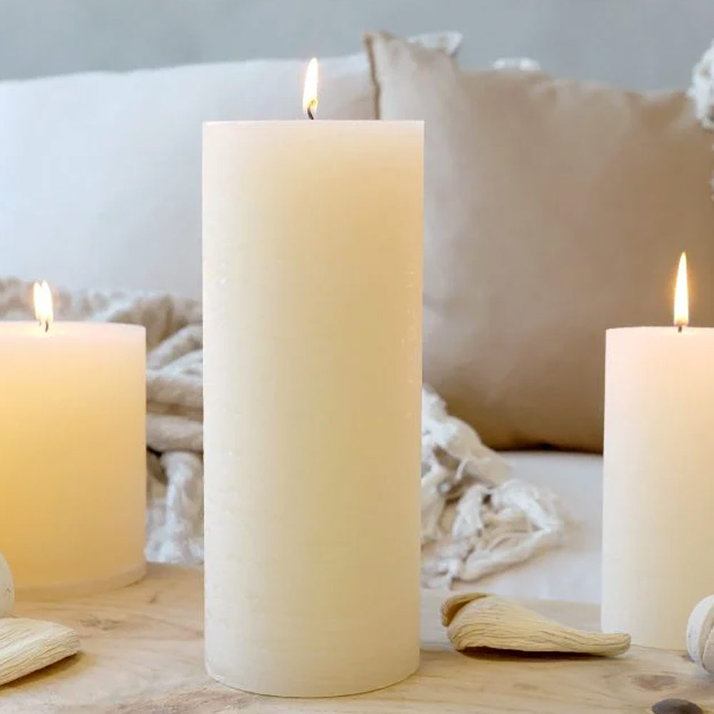 Rustic Pillar Candle  - Cream