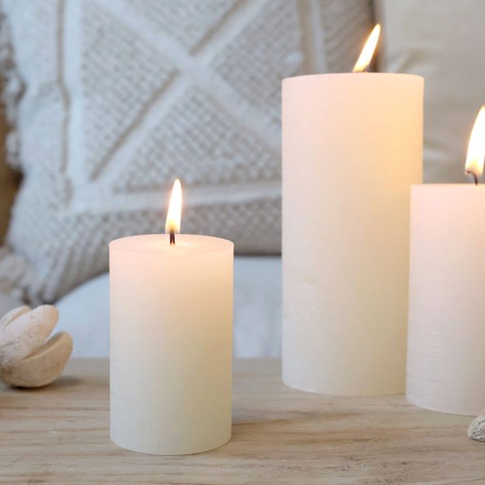 Rustic Pillar Candle  - Cream