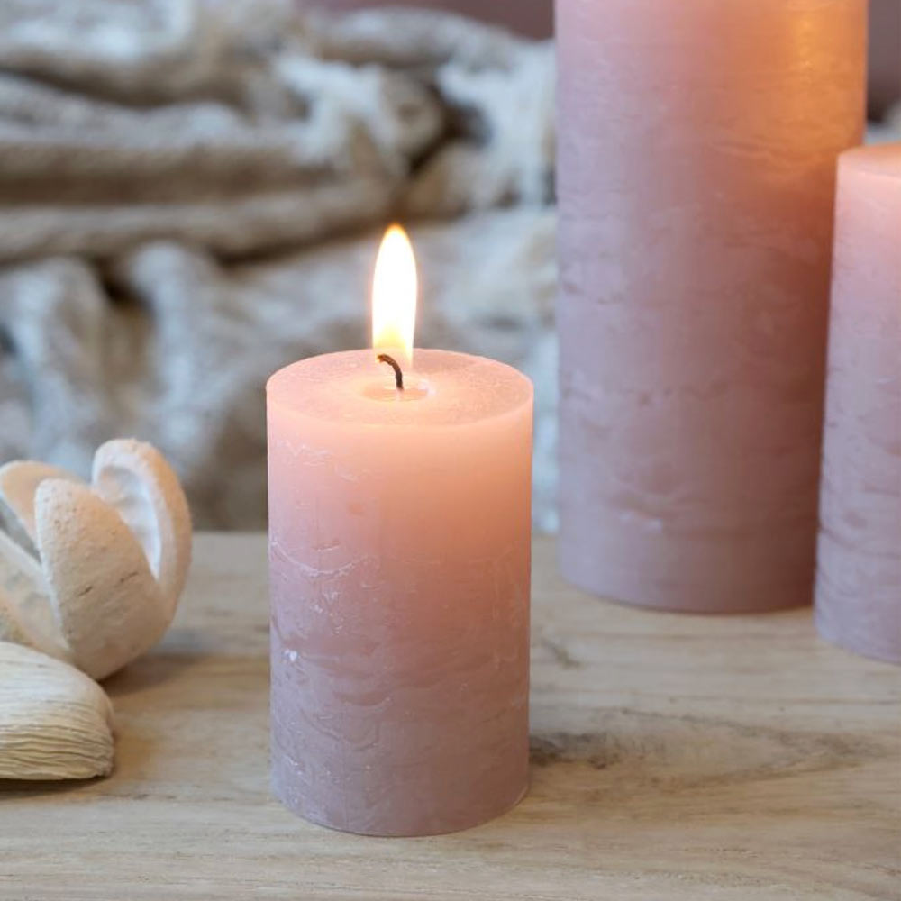 Rustic Pillar Candle  - Dusty Rose