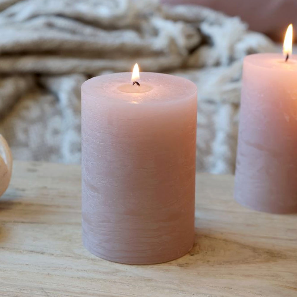 Rustic Pillar Candle  - Dusty Rose