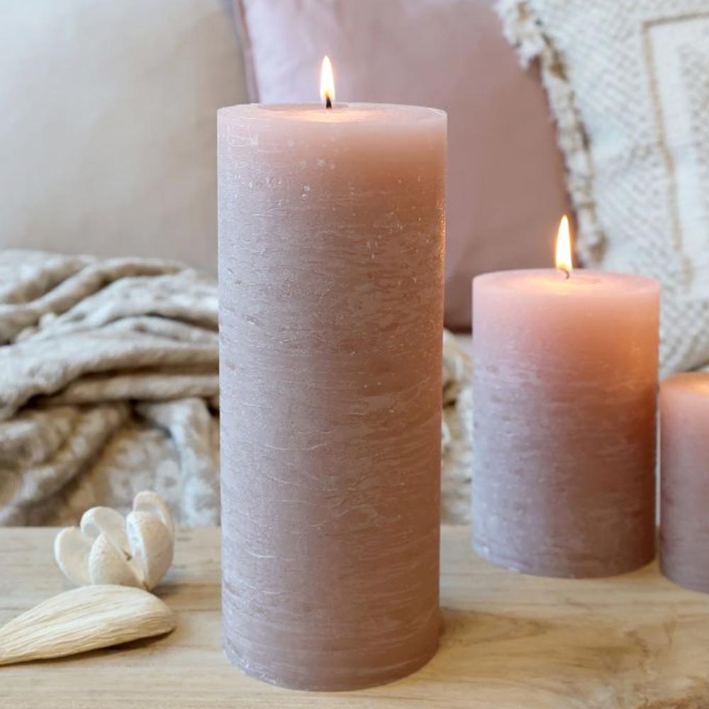 Rustic Pillar Candle  - Dusty Rose