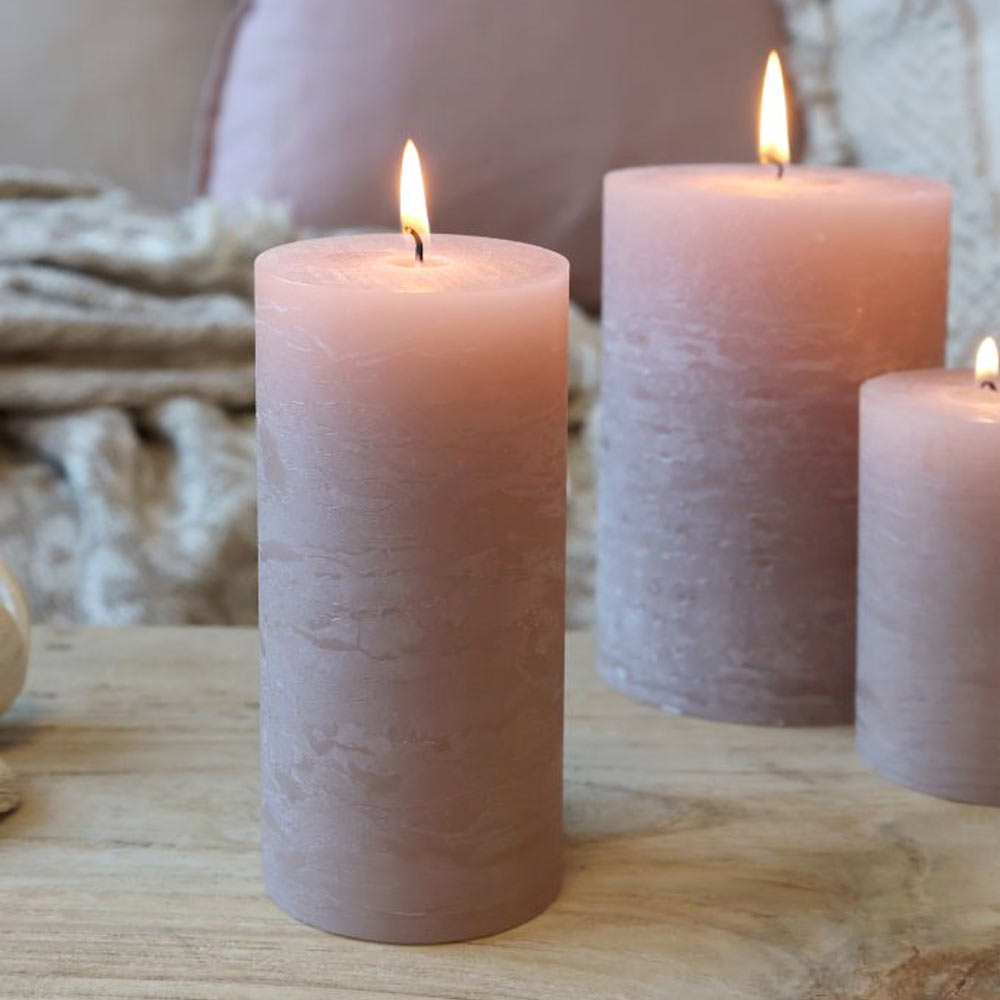 Rustic Pillar Candle  - Dusty Rose