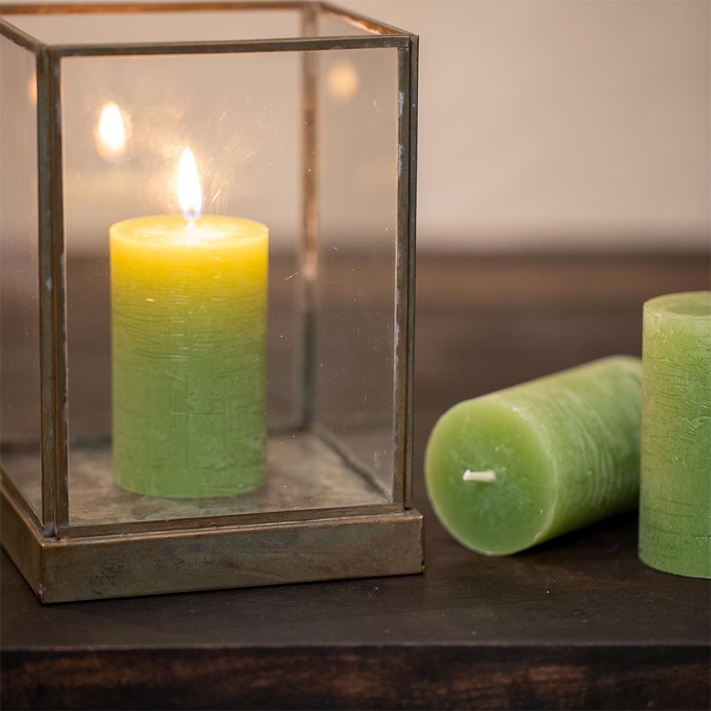 Rustic Pillar Candle  - Forest Green