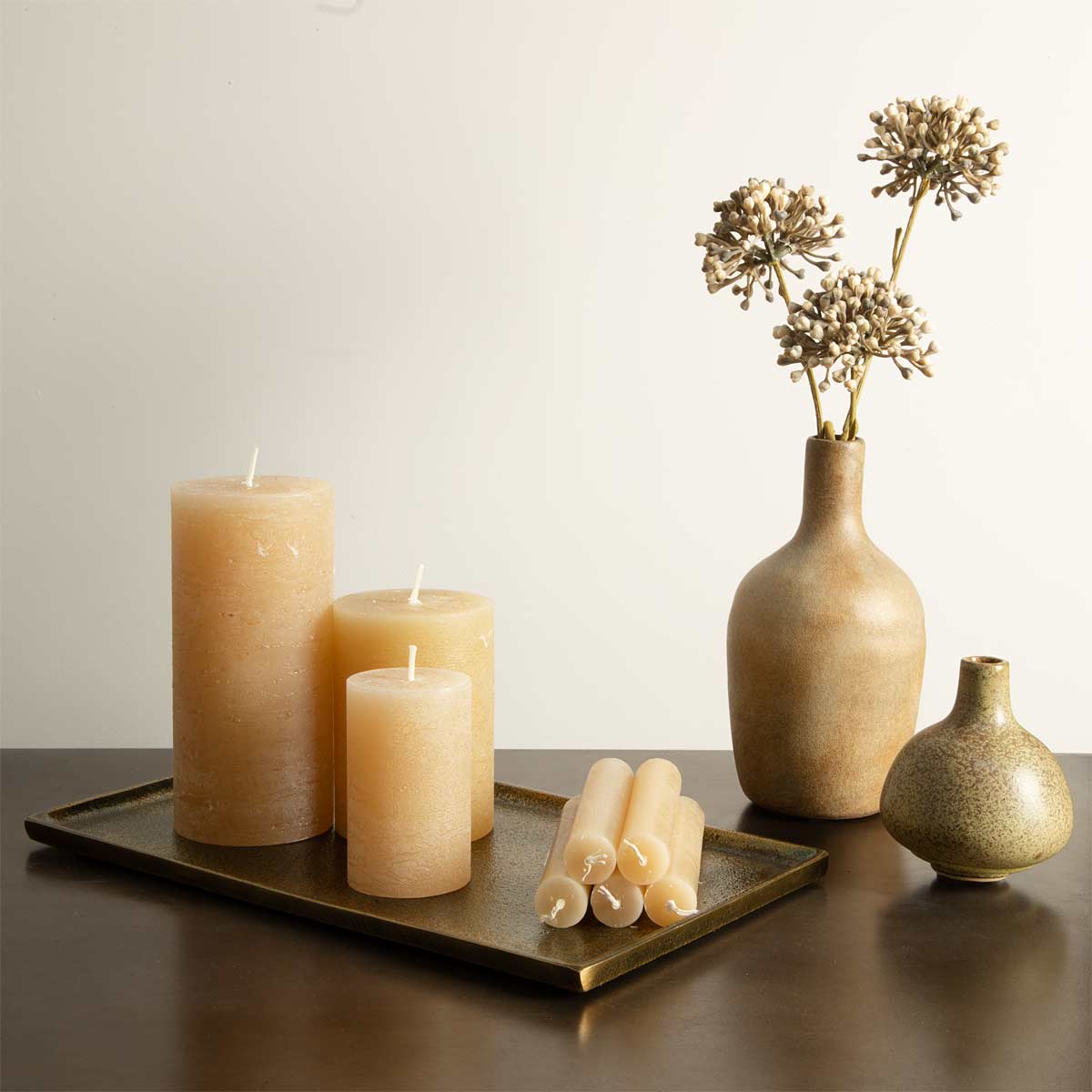 Rustic Pillar Candle  - Honey