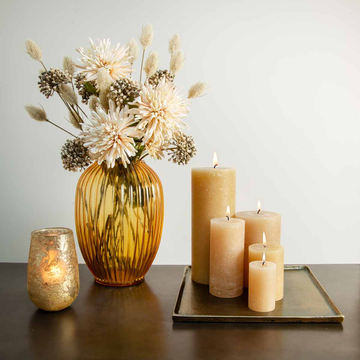 Rustic Pillar Candle  - Honey