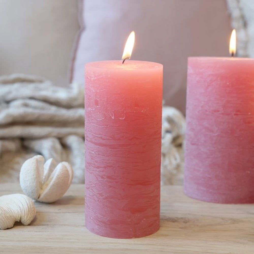 Rustic Pillar Candle  - Raspberry