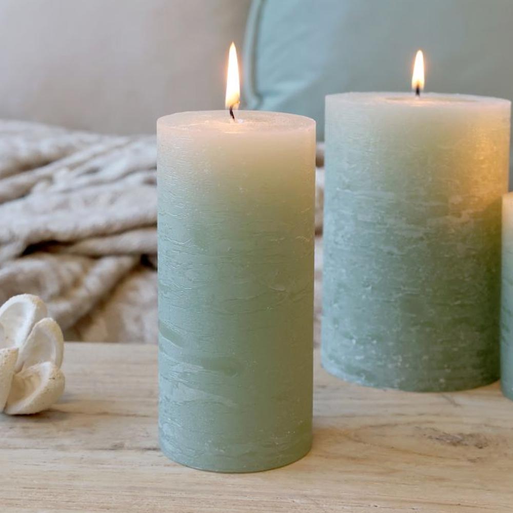 Rustic Pillar Candle  - Verte