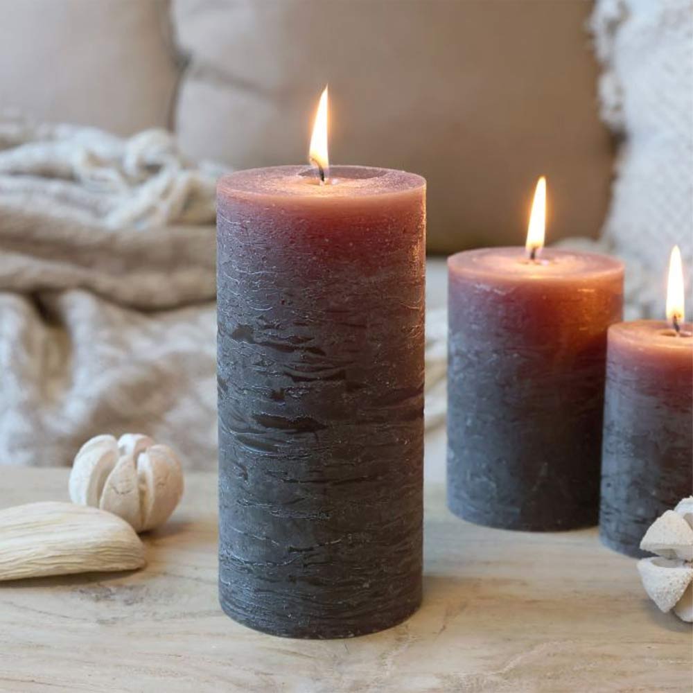 Rustic Pillar Candle  - Coffee