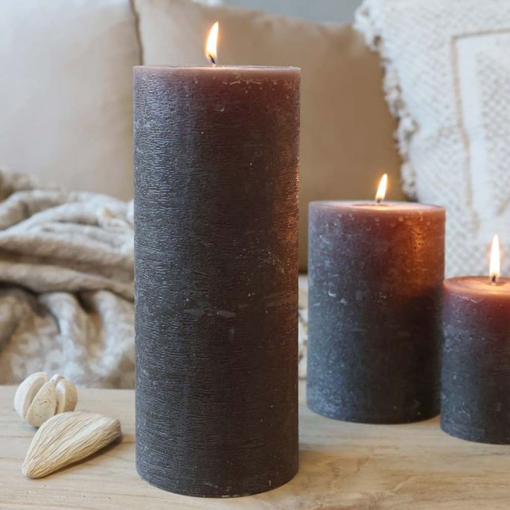 Rustic Pillar Candle  - Coffee
