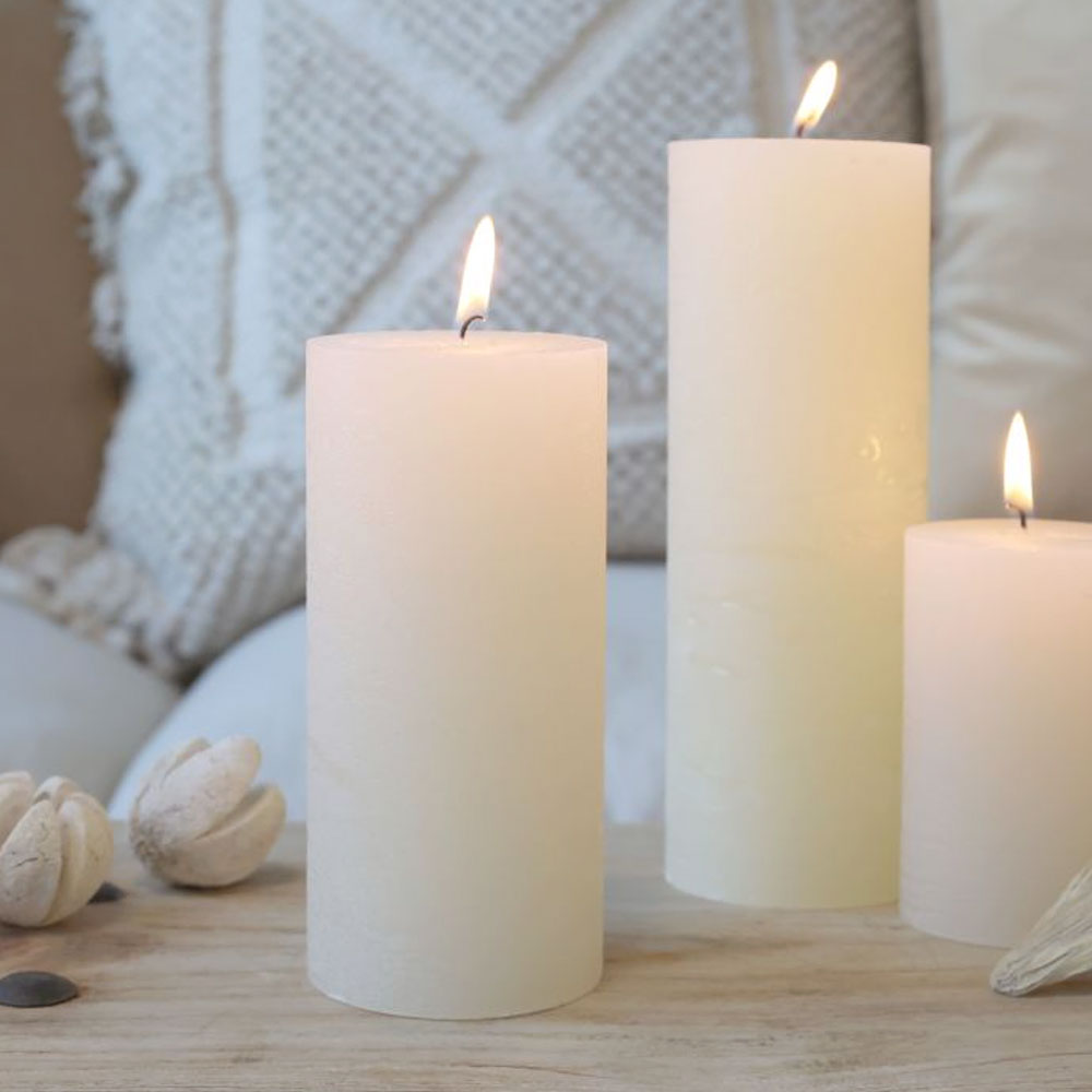 Rustic Pillar Candle  - cream