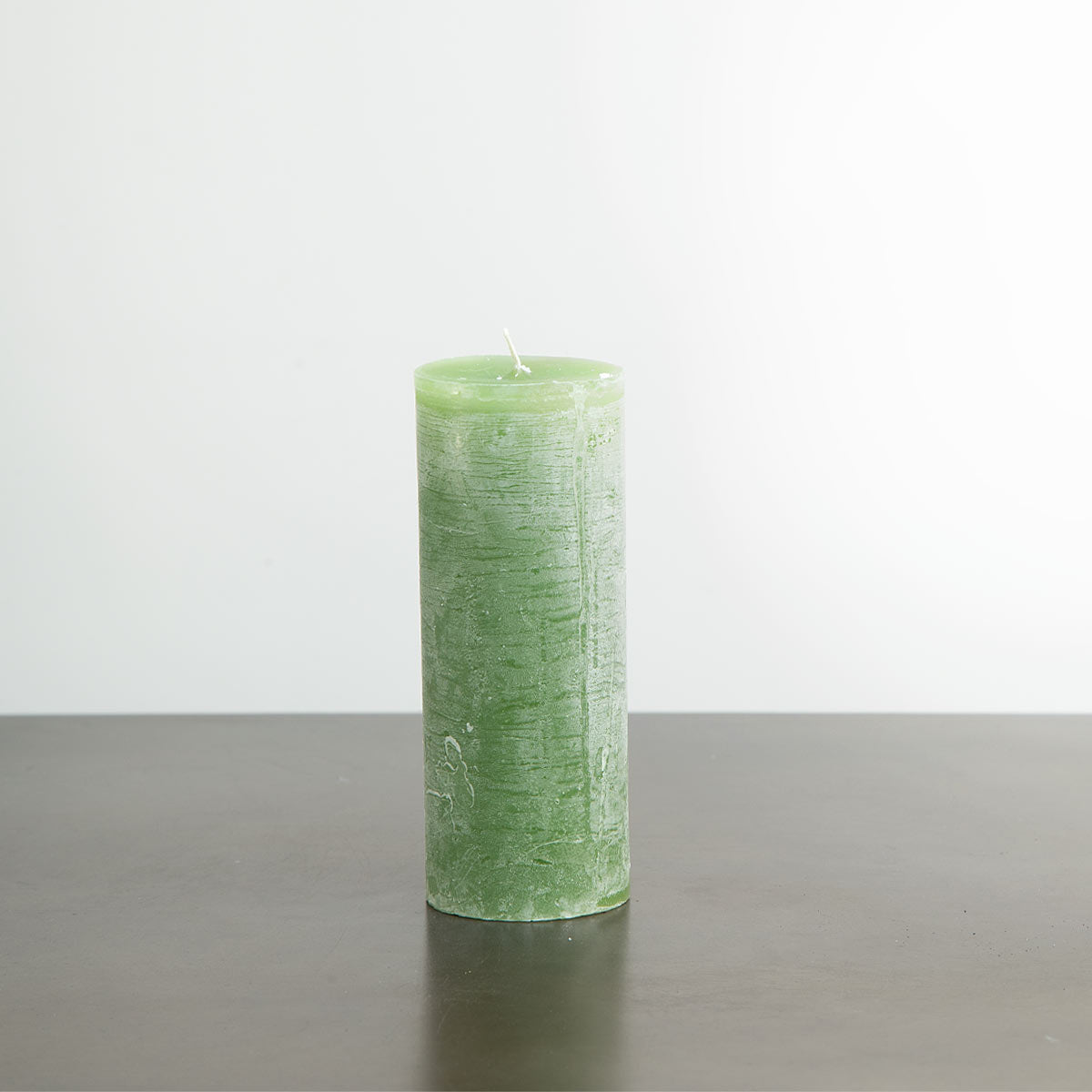Rustic Pillar Candle  -  Leaf Green - Short