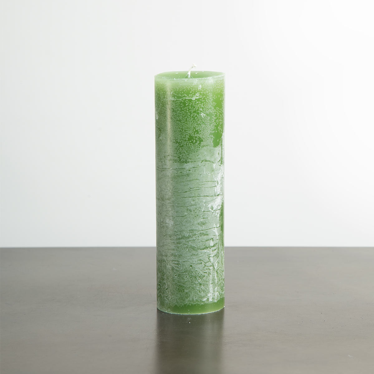 Rustic Pillar Candle  -  Leaf Green - Tall