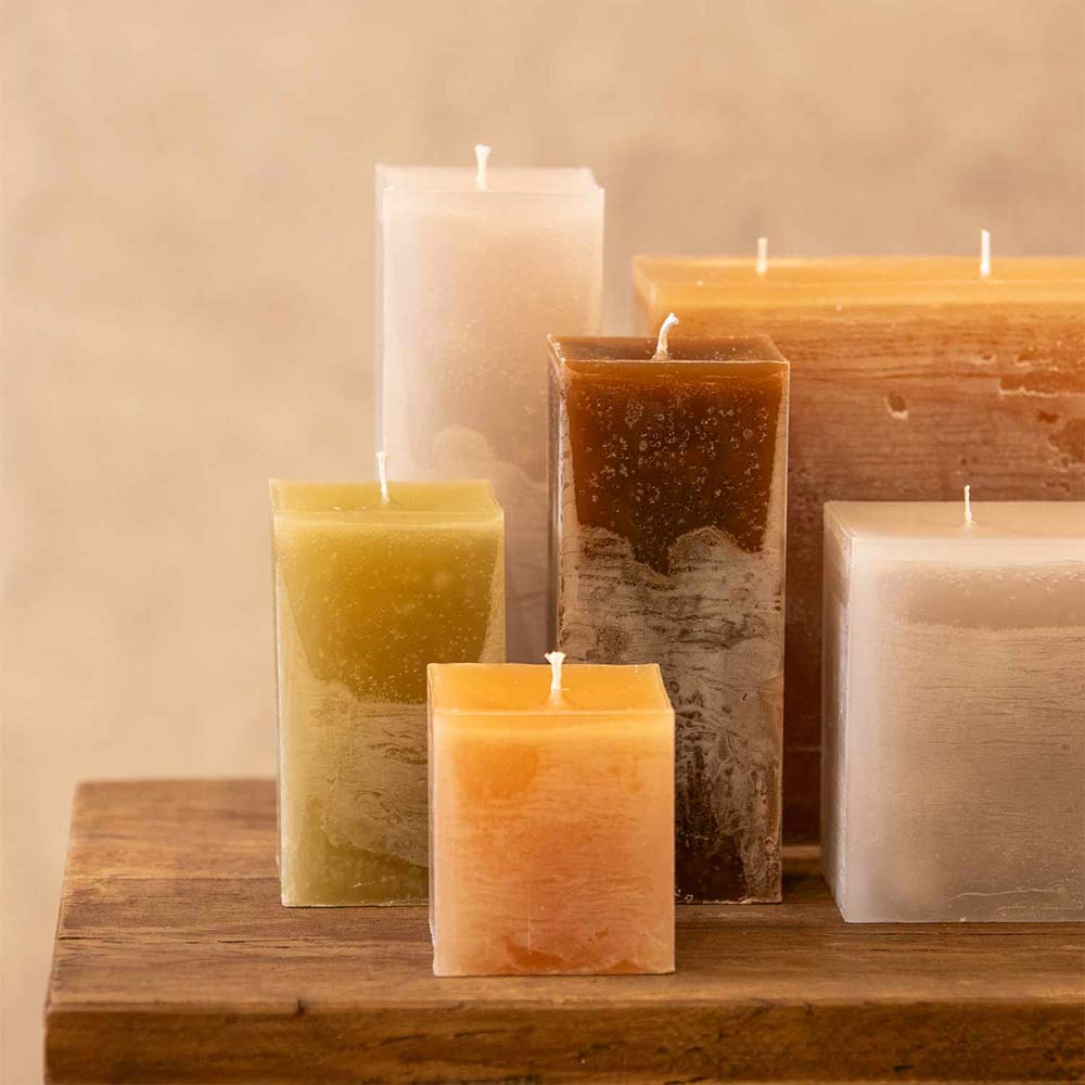 Rustic Square Candle  - Linen