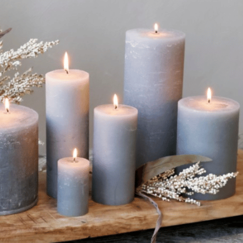 Rustic Pillar Candle - French Grey