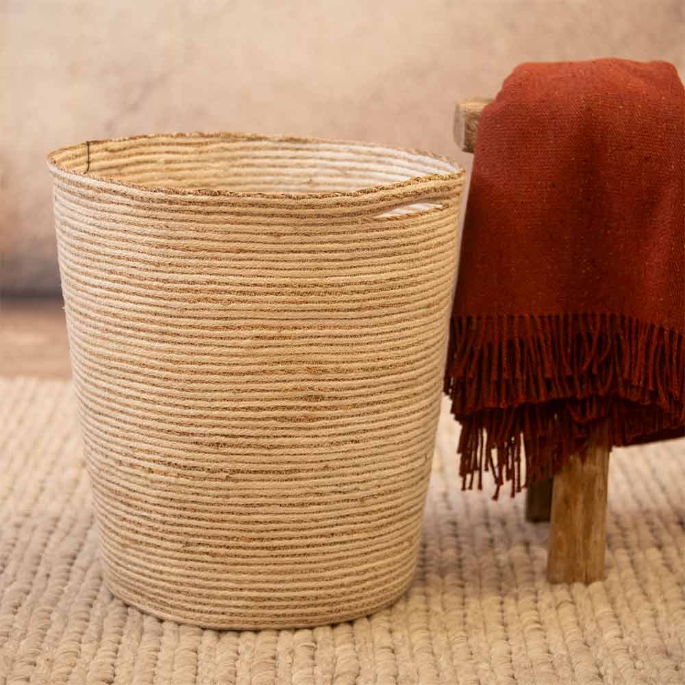 Selena White Jute Basket