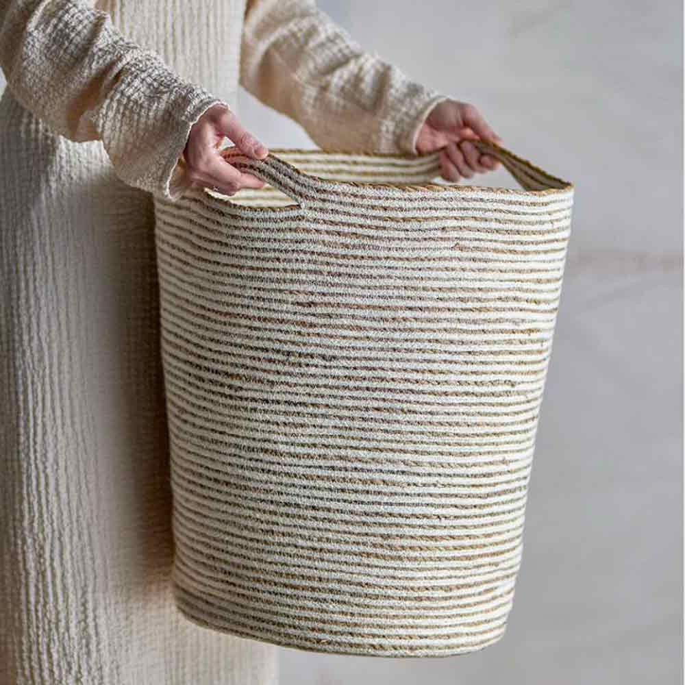 Selena White Jute Basket