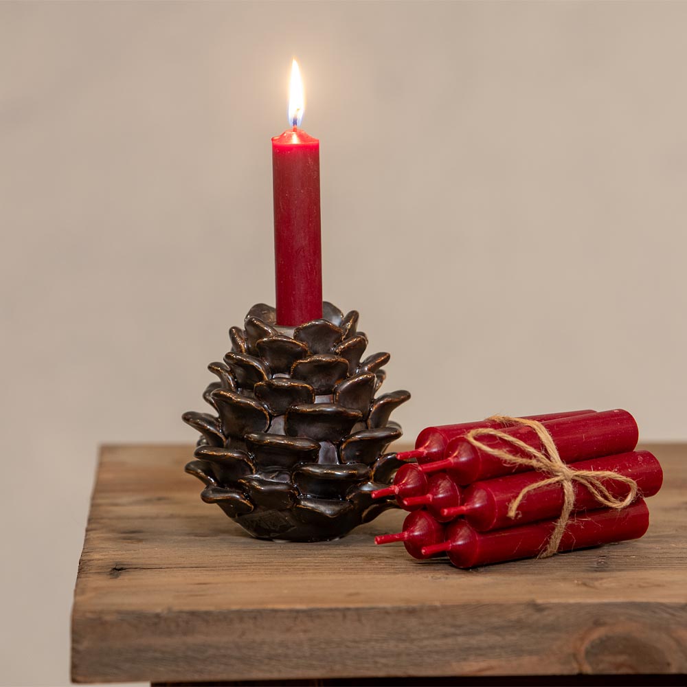 Short Dinner Candle - Dark Red