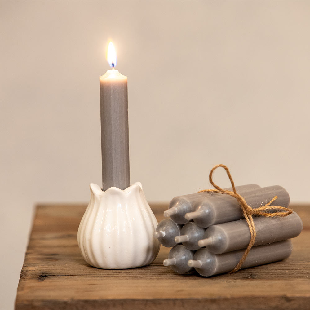 Short Dinner Candle - Pale Grey