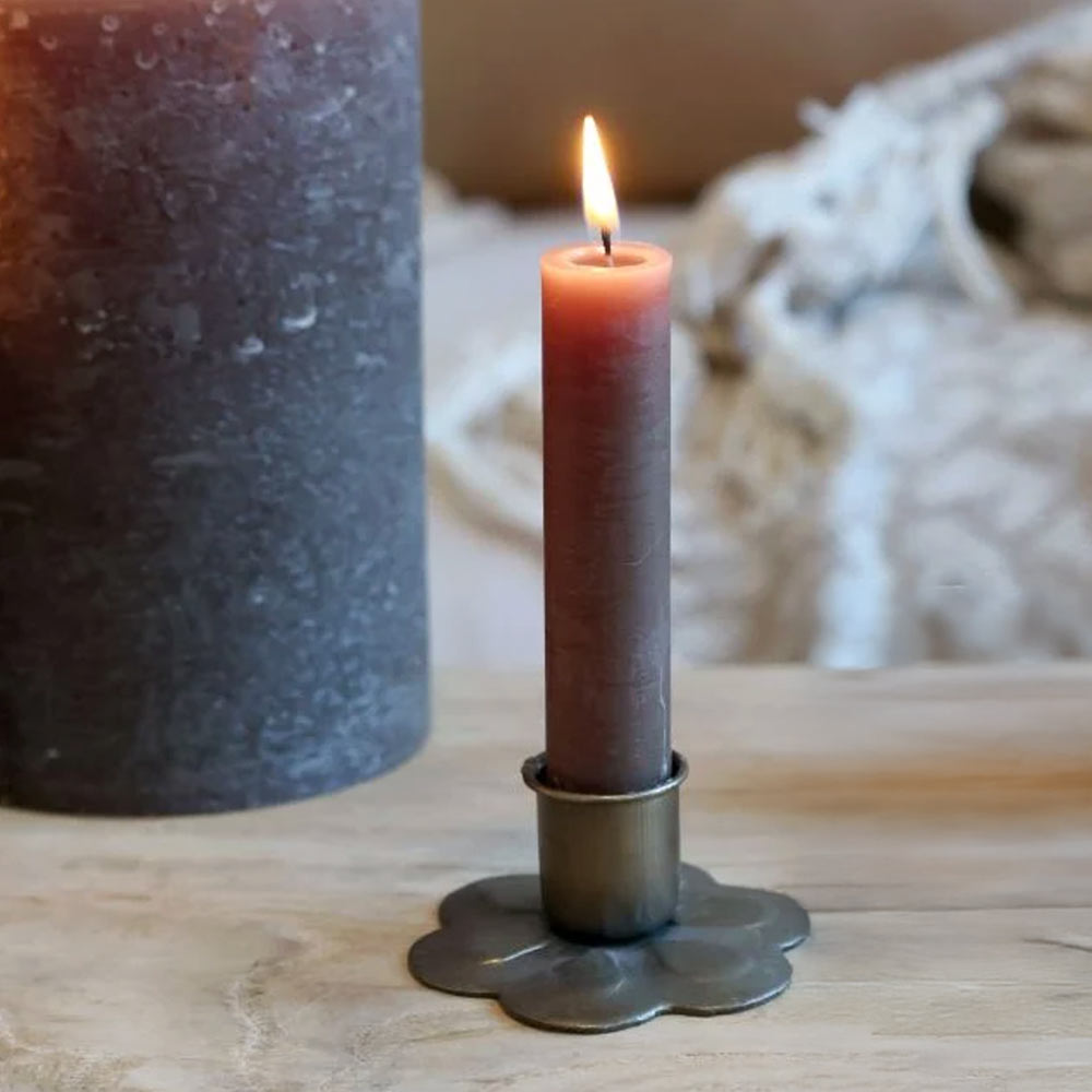 Short Rustic Dinner Candle - Coffee