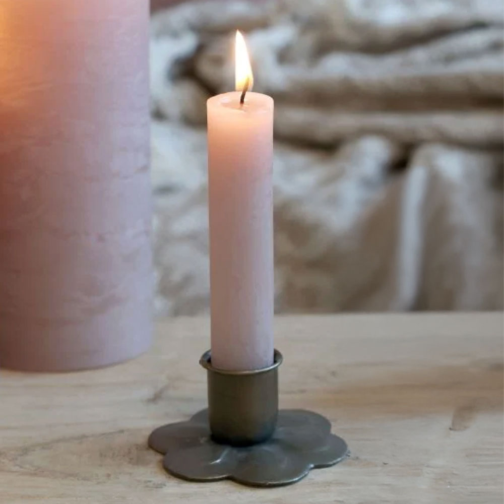 Short Rustic Dinner Candle - Dusty Rose