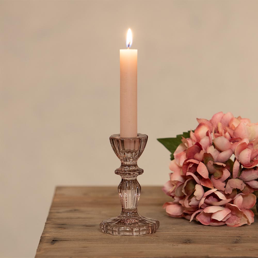 Short Rustic Dinner Candle - Dusty Rose