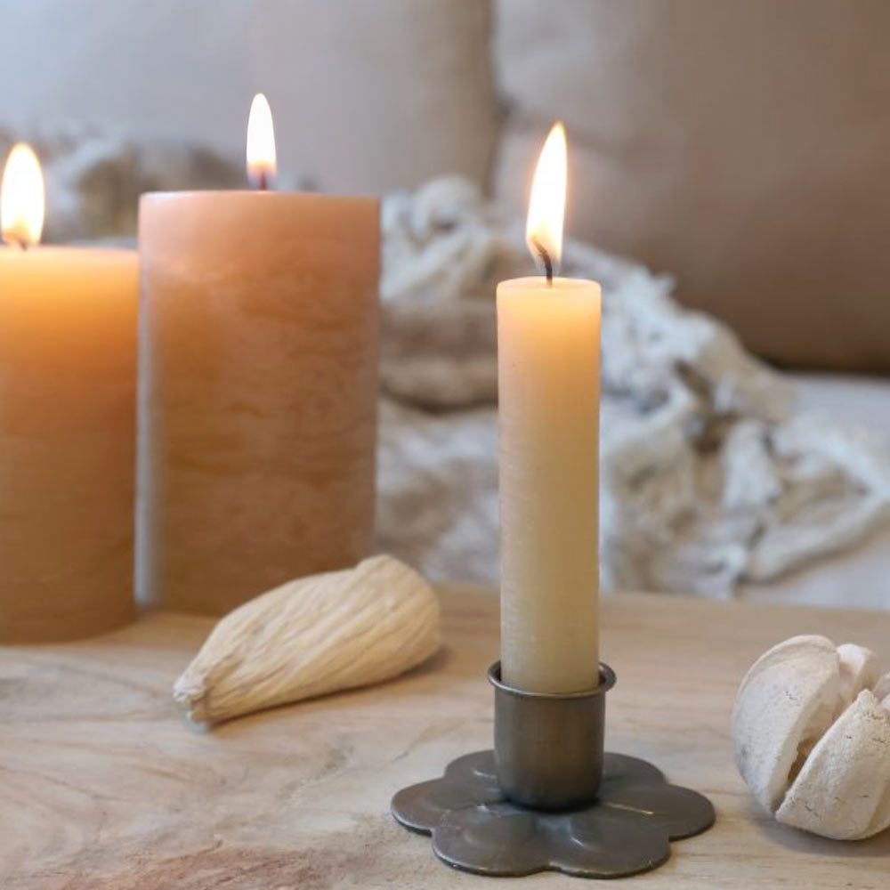 Short Rustic Dinner Candle - Honey