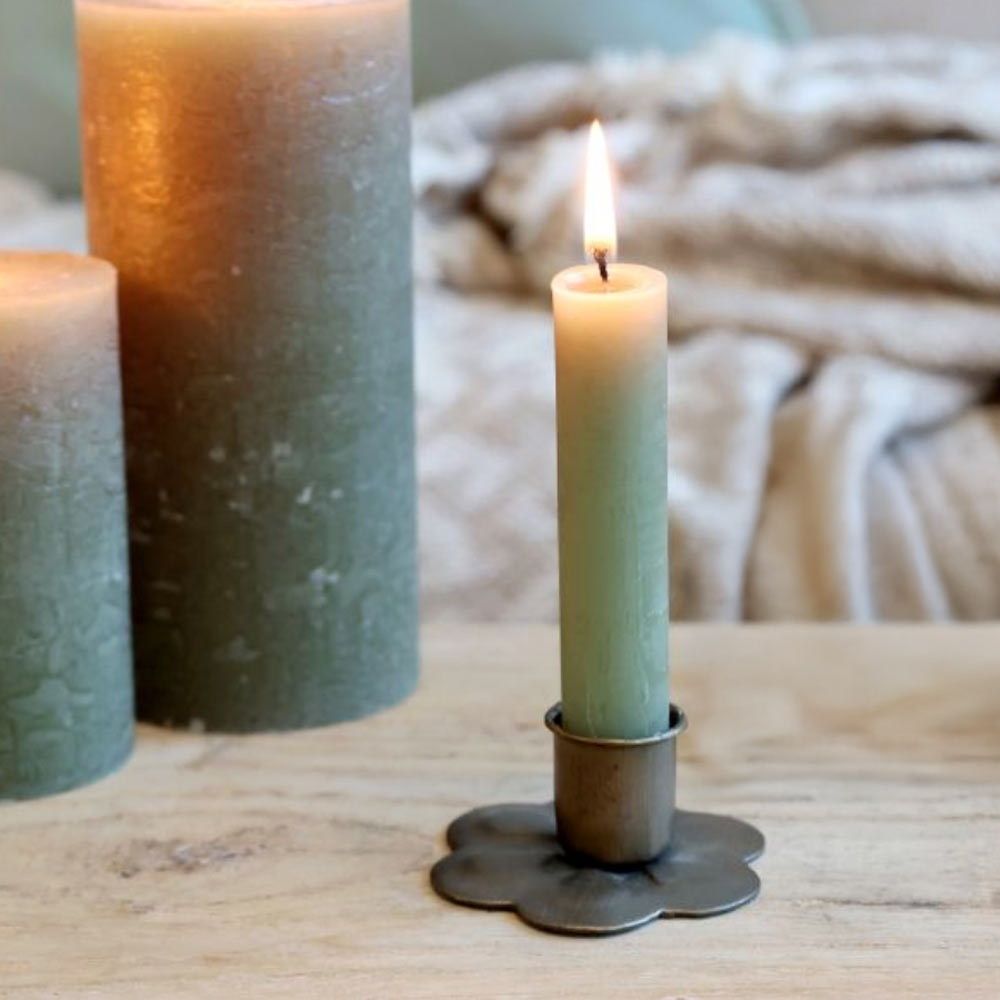 Short Rustic Dinner Candle - Olive