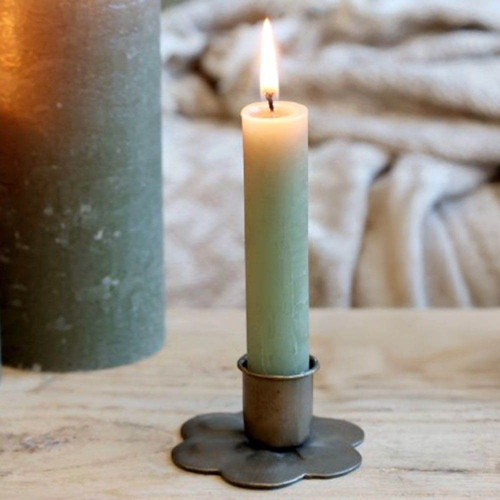 Short Rustic Dinner Candle - Olive