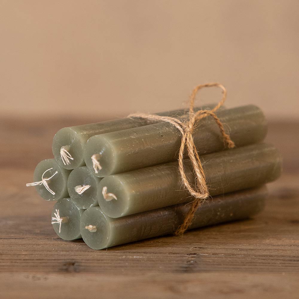 Short Rustic Dinner Candle - Olive
