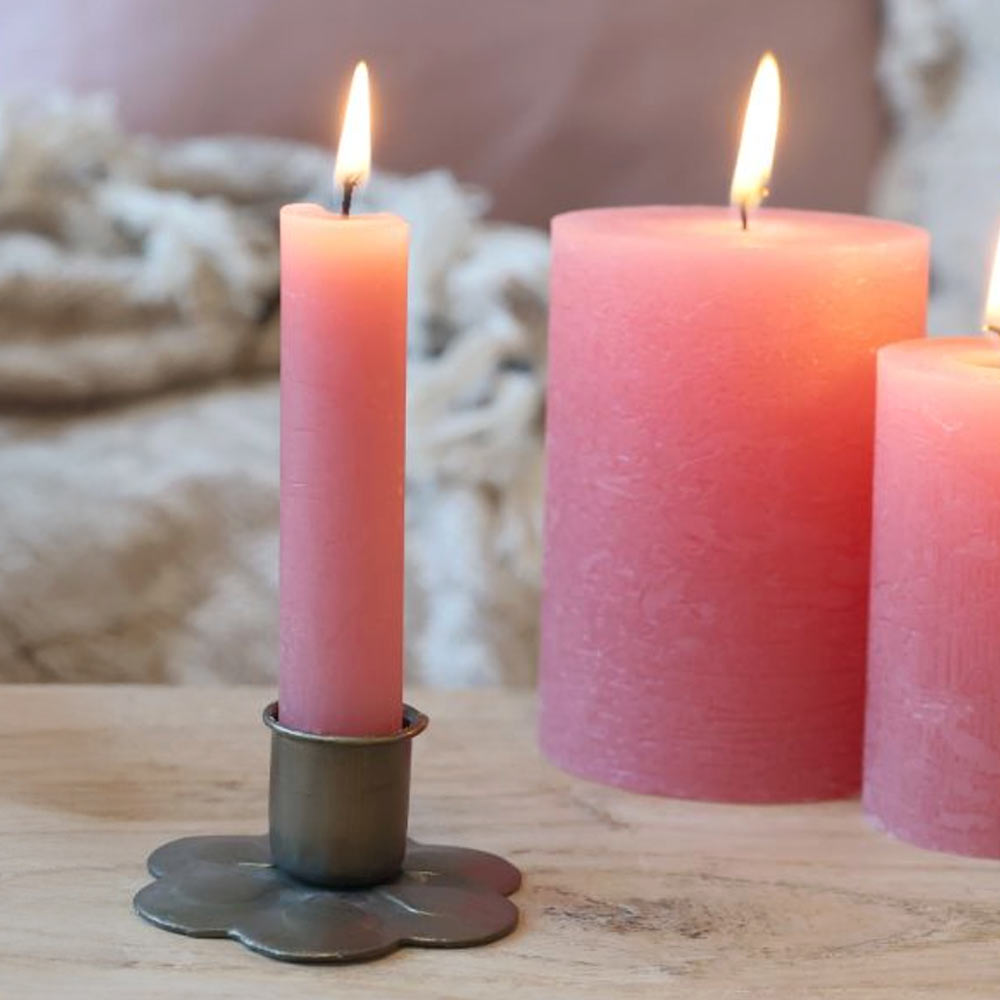 Short Rustic Dinner Candle - Raspberry