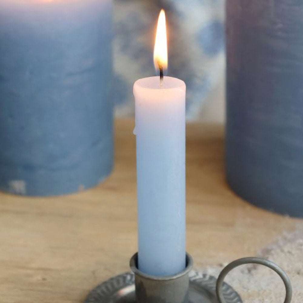Short Rustic Dinner Candle - Sky Blue