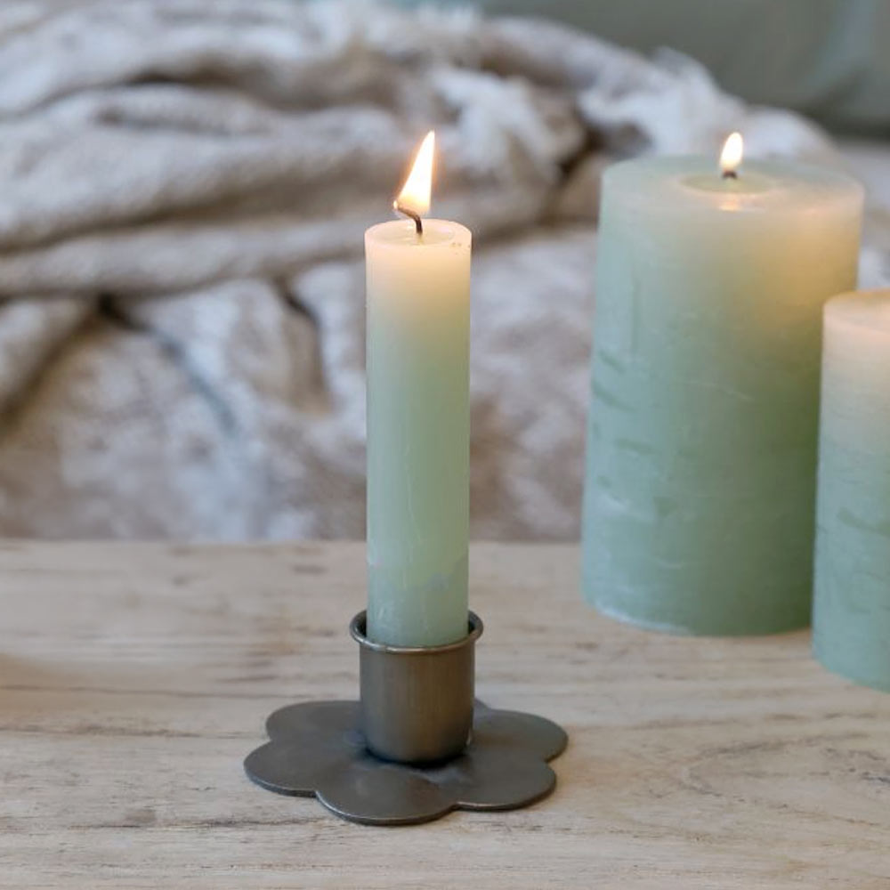 Short Rustic Dinner Candle - Verte
