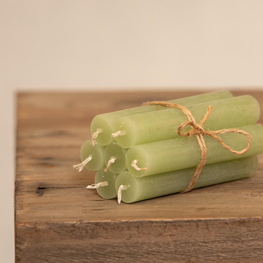 Short Rustic Dinner Candle - Verte