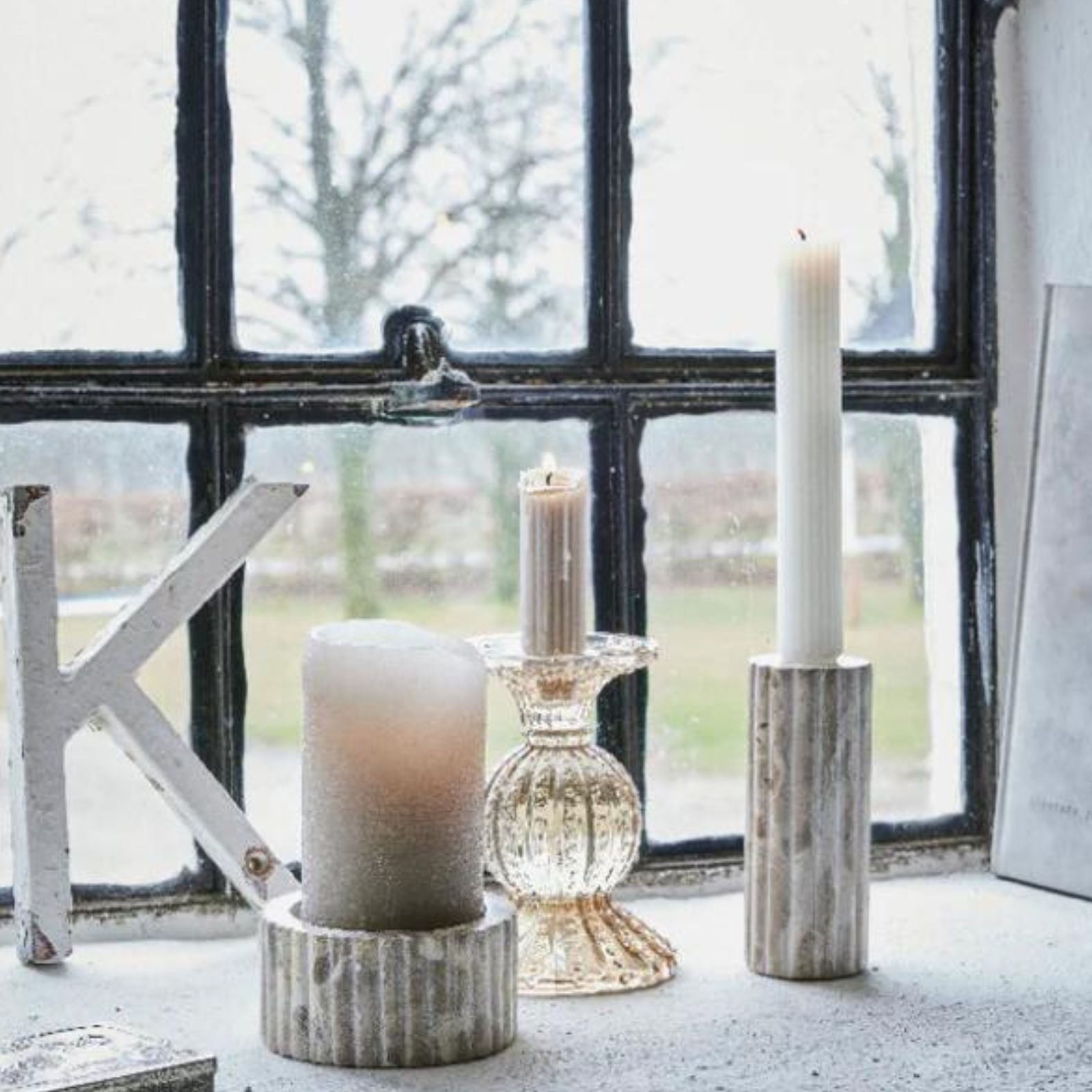 Silva Candlestick - Golden Brown - Short on windowsill