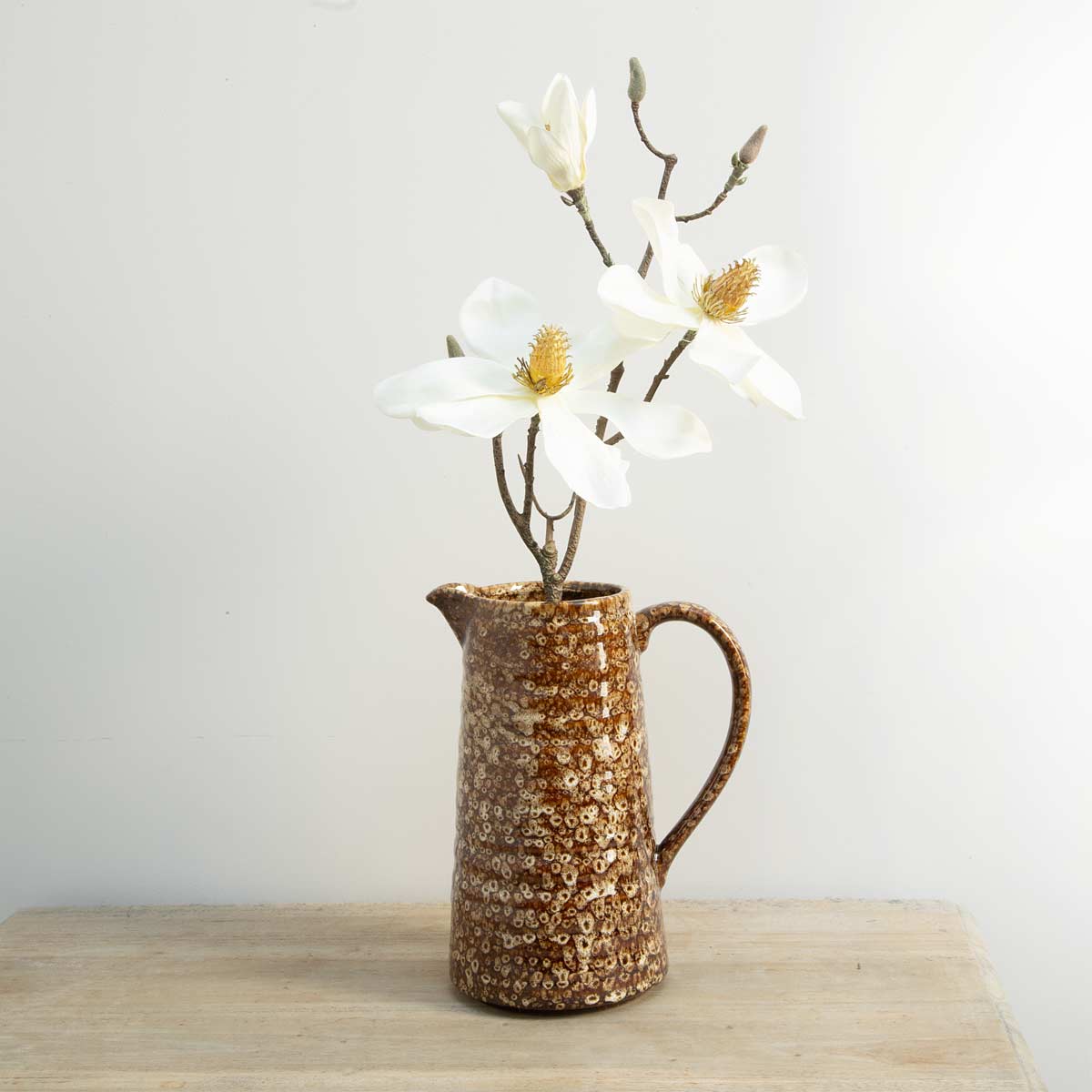Slip Glaze Large Mottled Brown Jug