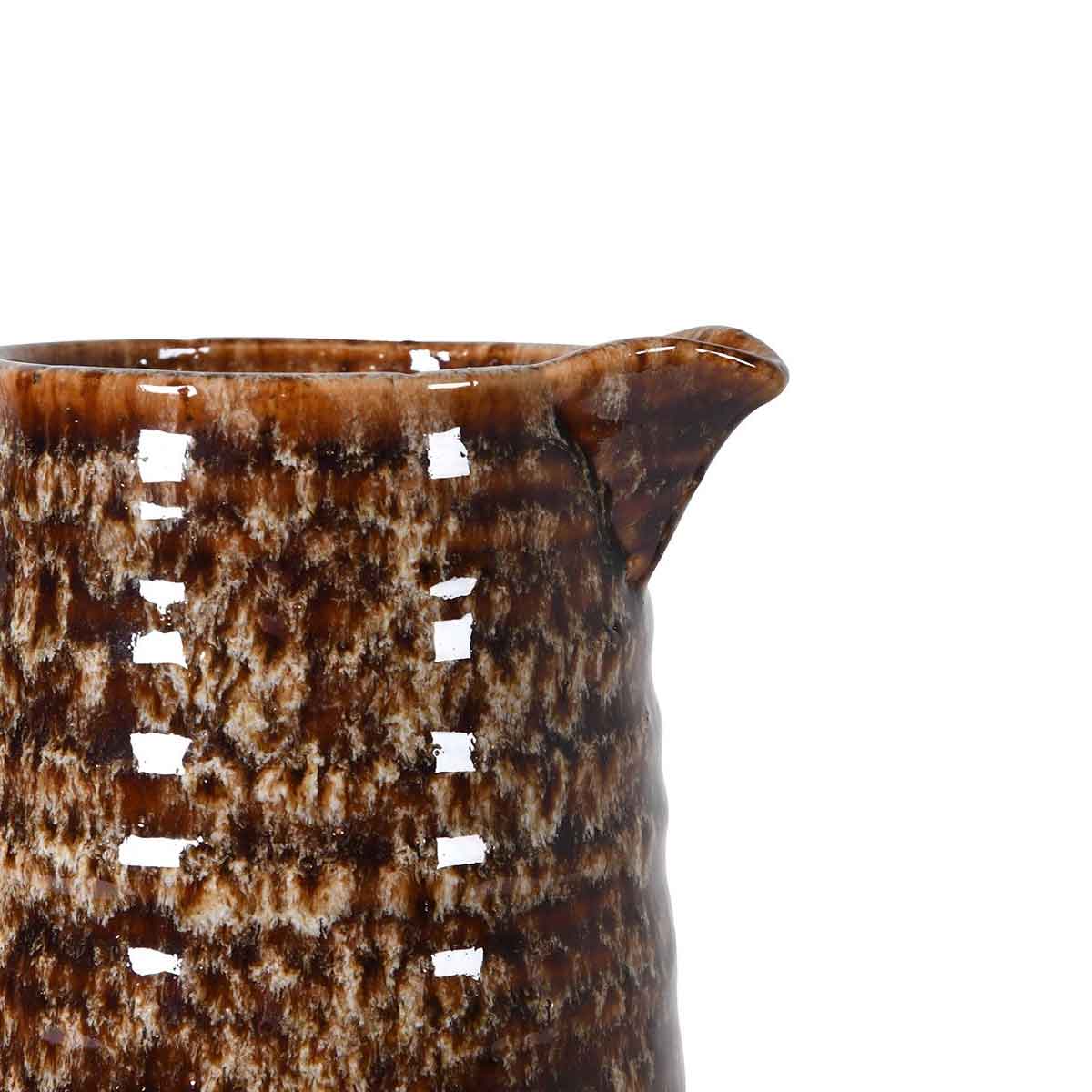 Slip Glaze Large Mottled Brown Jug
