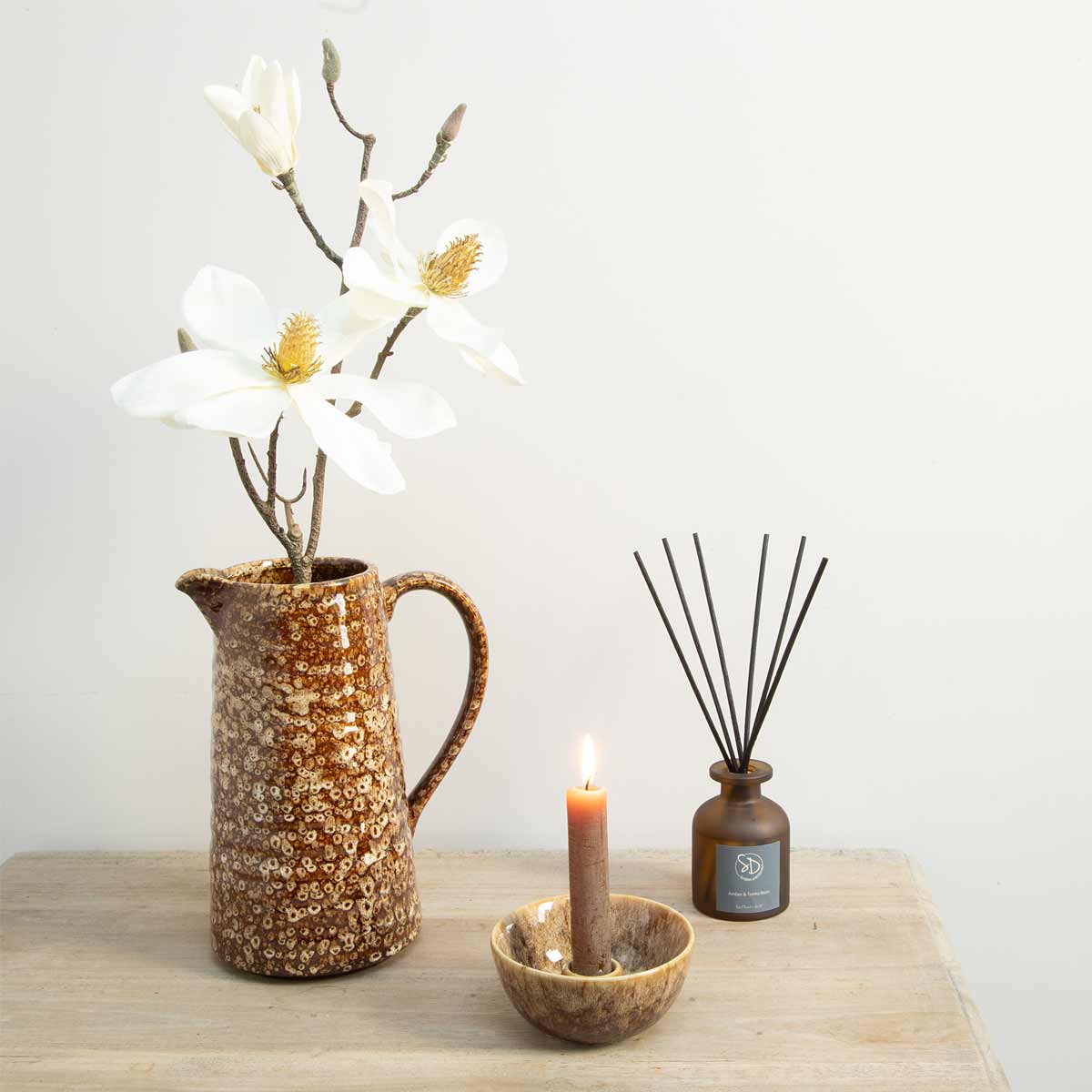 Slip Glaze Large Mottled Brown Jug