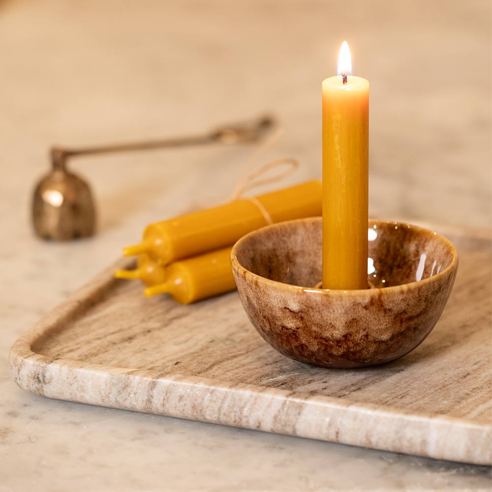 Slip Glaze Speckled Candle Holder