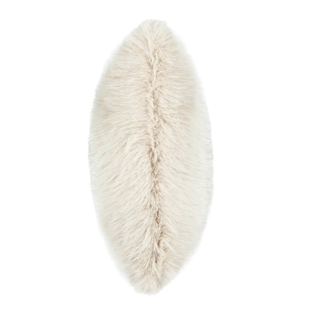 Side view of the Sloane Mink Faux Fur Cushion, highlighting its luxurious faux fur finish.