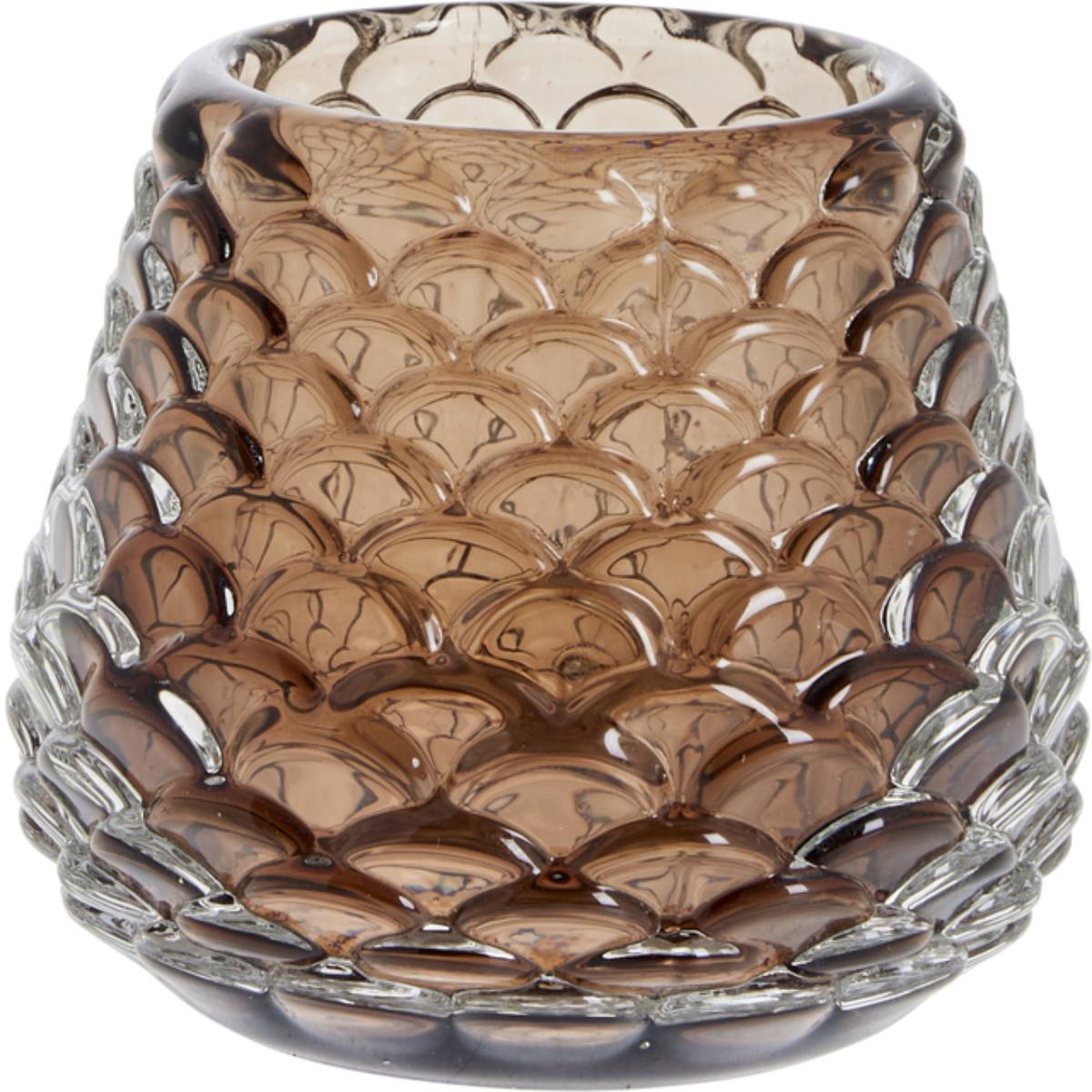 Small Conia glass candle holder on a white background