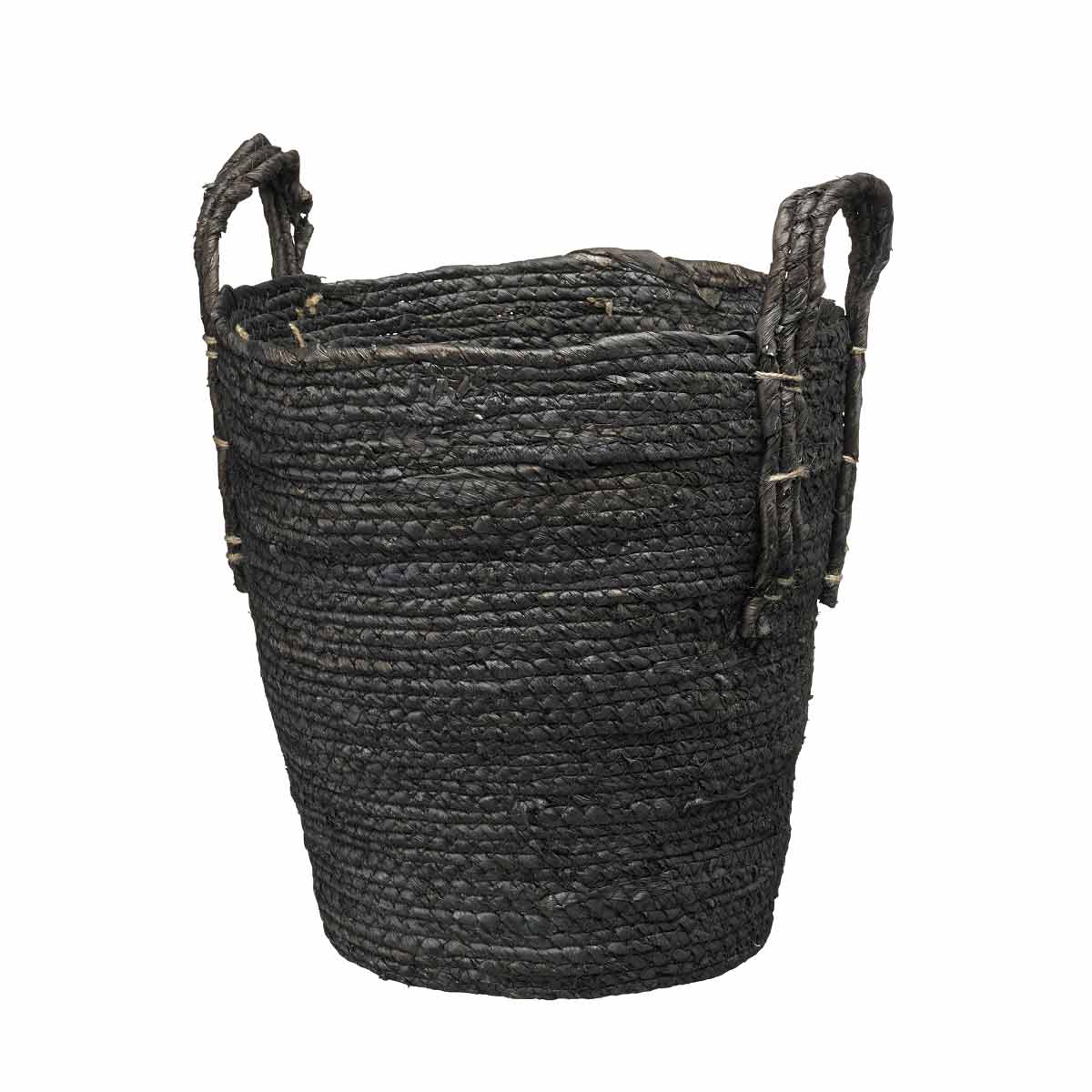 Small Truda black corn fibre basket with handles – ideal for storage or planters
