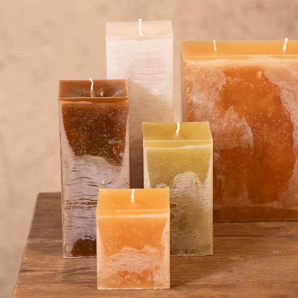 Rustic Square Candle  - Camel